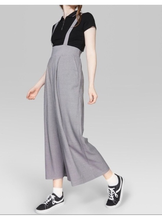 wild fable Pants - wild fable Gray High-Waist Wide-Leg Suspender Pants